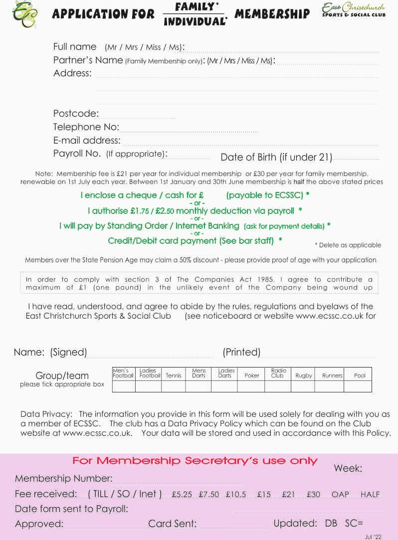 membership application